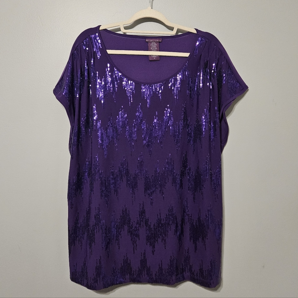 Beverly Drive Purple Sequin Blouse
